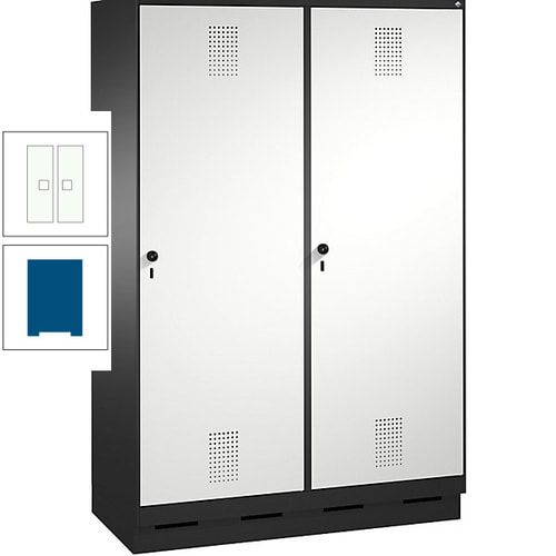 Doppel-Spind, Garderobenschrank, 2 Türen für 4 Abteile a 300 mm, Korpus anthrazitgrau, Türen anthrazitgrau, 1.800 x 1.200 x 500 mm (HxBxT)