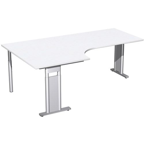 Eckschreibtisch, Eckteil 800 mm, links, Füße einseitig verkürzt, C-Fuß Pro, höhenverstellbar, 680-820 x 1.600 x 1.200 mm (HxBxT), Dekor Ahorn