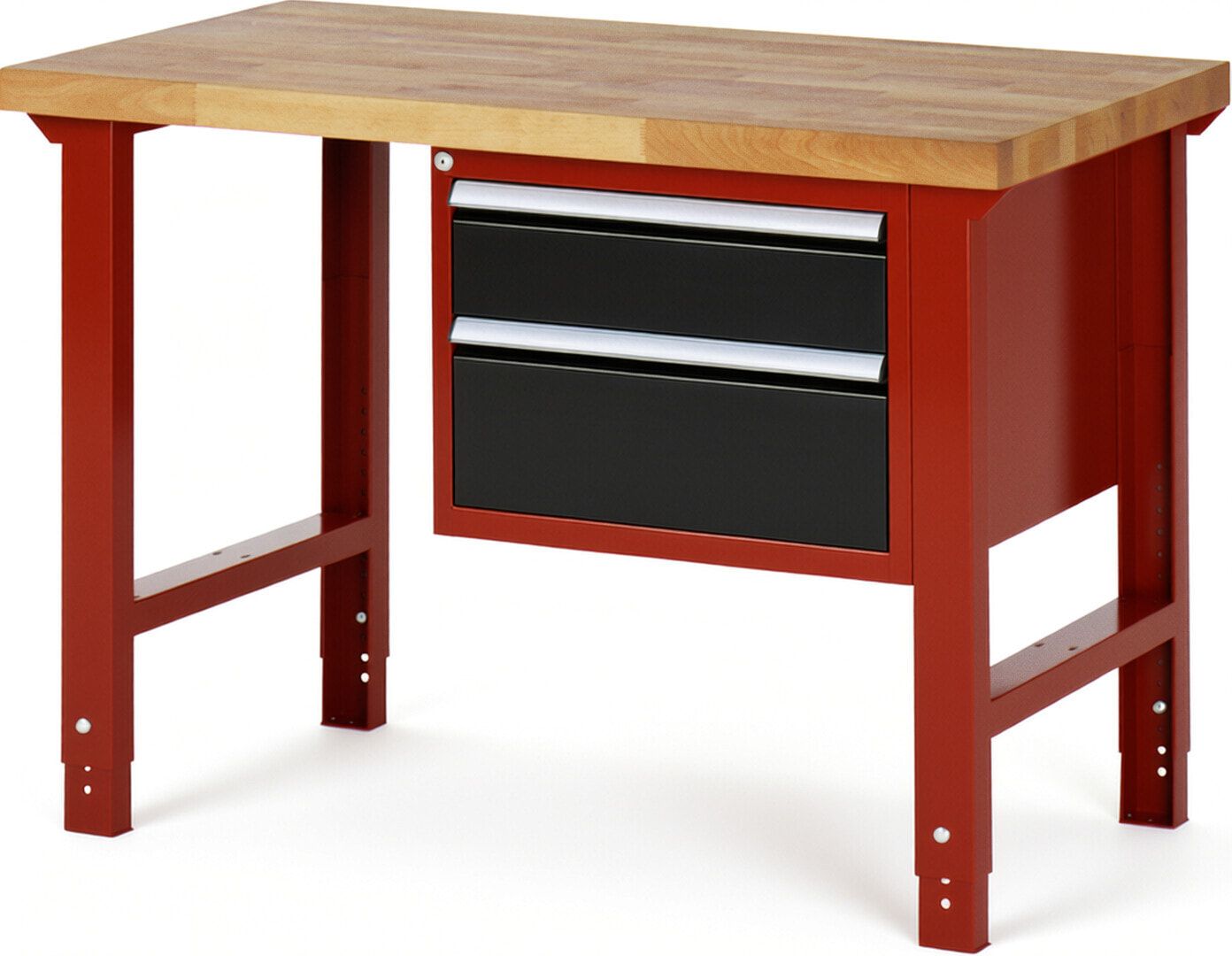 Werkbank - 2 Schubladen - Teilauszug - 150:1 / 210:1 - Höhe 790-1.140 mm - 1.250 x 700 mm (BxT) - 750 kg - Buche - Anthrazitgrau
