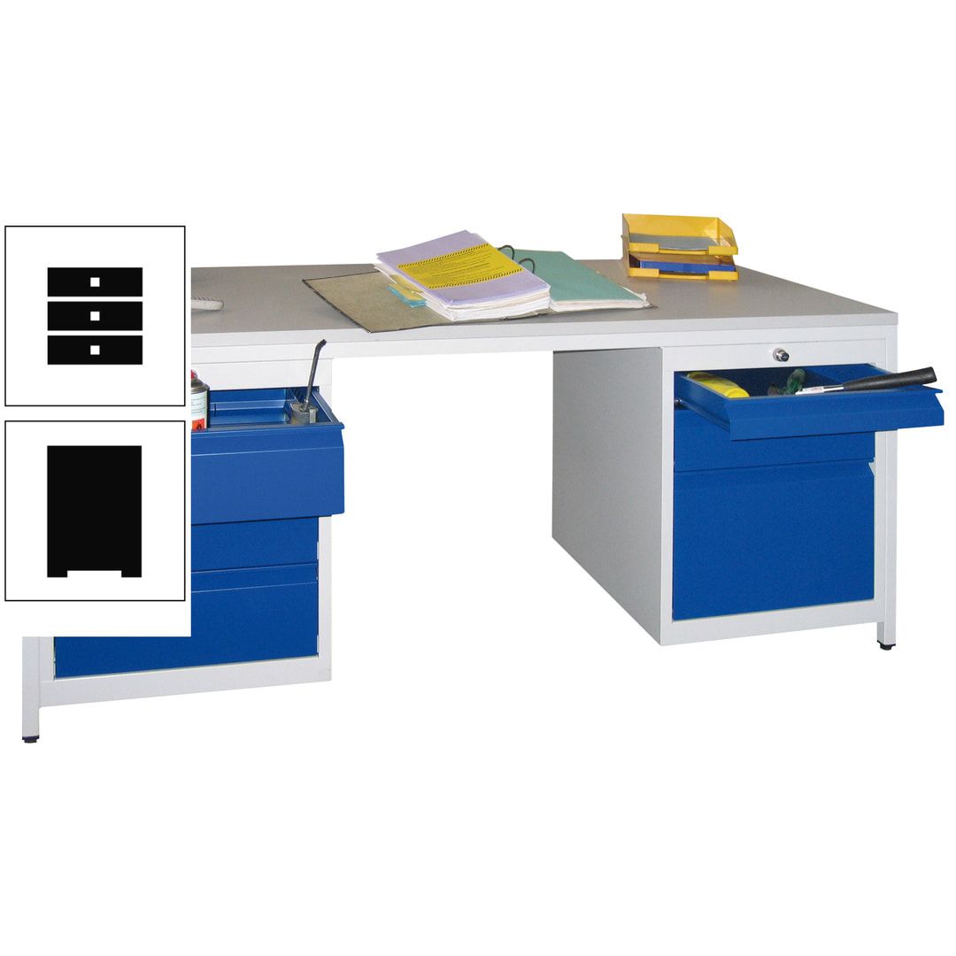Meisterschreibtisch - 6 Schubladen, 75 / 125 / 150 / 175 / 300 mm - 720 x 1.700 x 800 mm (HxBxT) - anthrazitgrau