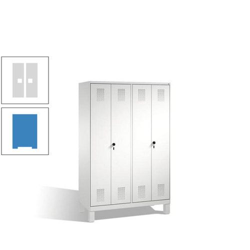 Doppel-Spind, Doppeltüren, Garderobenschrank mit Füßen, 4 Abteile a 300 mm, Korpus anthrazitgrau, Tür anthrazitgrau, 1.850 x 1.200 x 500 mm (HxBxT)
