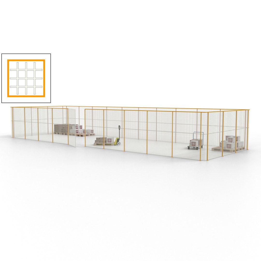 Maschinen Schutzgitter - Hallentrennwand - Sicherheitszaun - Tür - 39 m - 2.200 x 15.400 x 4.900 mm (HxBxT) - enzianblau