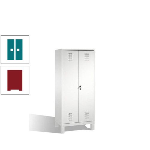 Doppel-Spind, Doppeltüren, Garderobenschrank mit Füßen, 2 Abteile a 400 mm, Korpus anthrazitgrau, Tür anthrazitgrau, 1.850 x 800 x 500 mm (HxBxT)