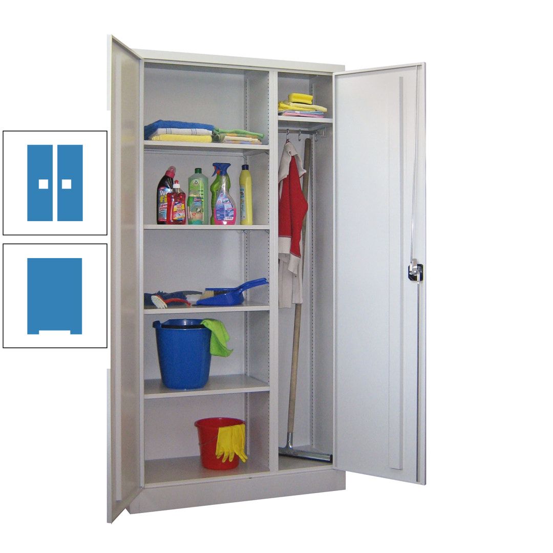 Putzschrank mit Trennwand - 1.950x1.000x400 mm (HxBxT) - Böden pulverbeschichtet - anthrazitgrau