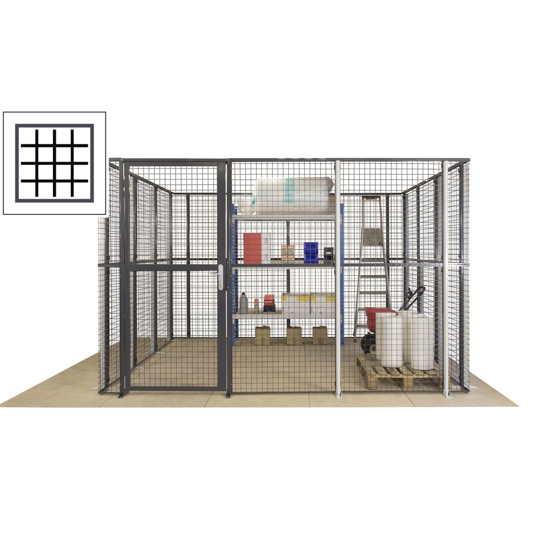 Maschinen Schutzgitter - Hallentrennwand - Sicherheitszaun - Tür - 108 m - 2.200 x 33.400 x 21.400 mm (HxBxT) - enzianblau