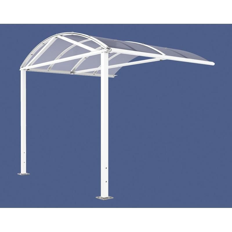 Fahrradüberdachung, Erweiterung, Unterstand, 5 Plätze, Bogendach, Entwässerung, Stahl, 2.640 x 2.520 x 2.830 mm (HxBxT), Farbe enzianblau
