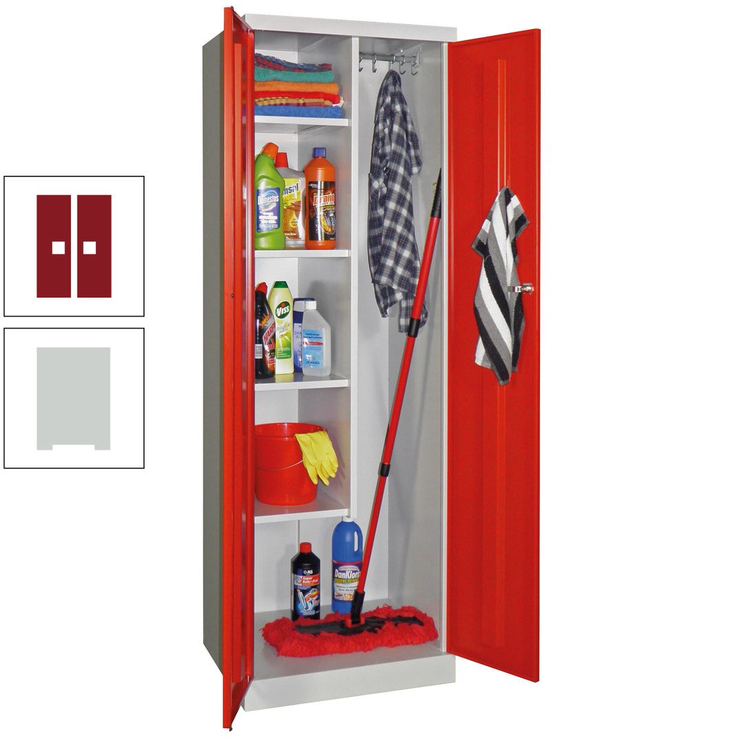 Putzschrank mit Sockel - 1 Abteil mit Trennwand - 1.800x600x500 mm (HxBxT) - Zylinderschloss - anthrazitgrau