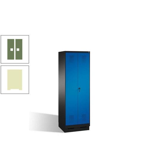 Doppel-Spind, Doppeltüren, Garderobenschrank mit Sockel, 2 Abteile a 300 mm, Korpus anthrazitgrau, Tür anthrazitgrau, 1.800 x 600 x 500 mm (HxBxT)