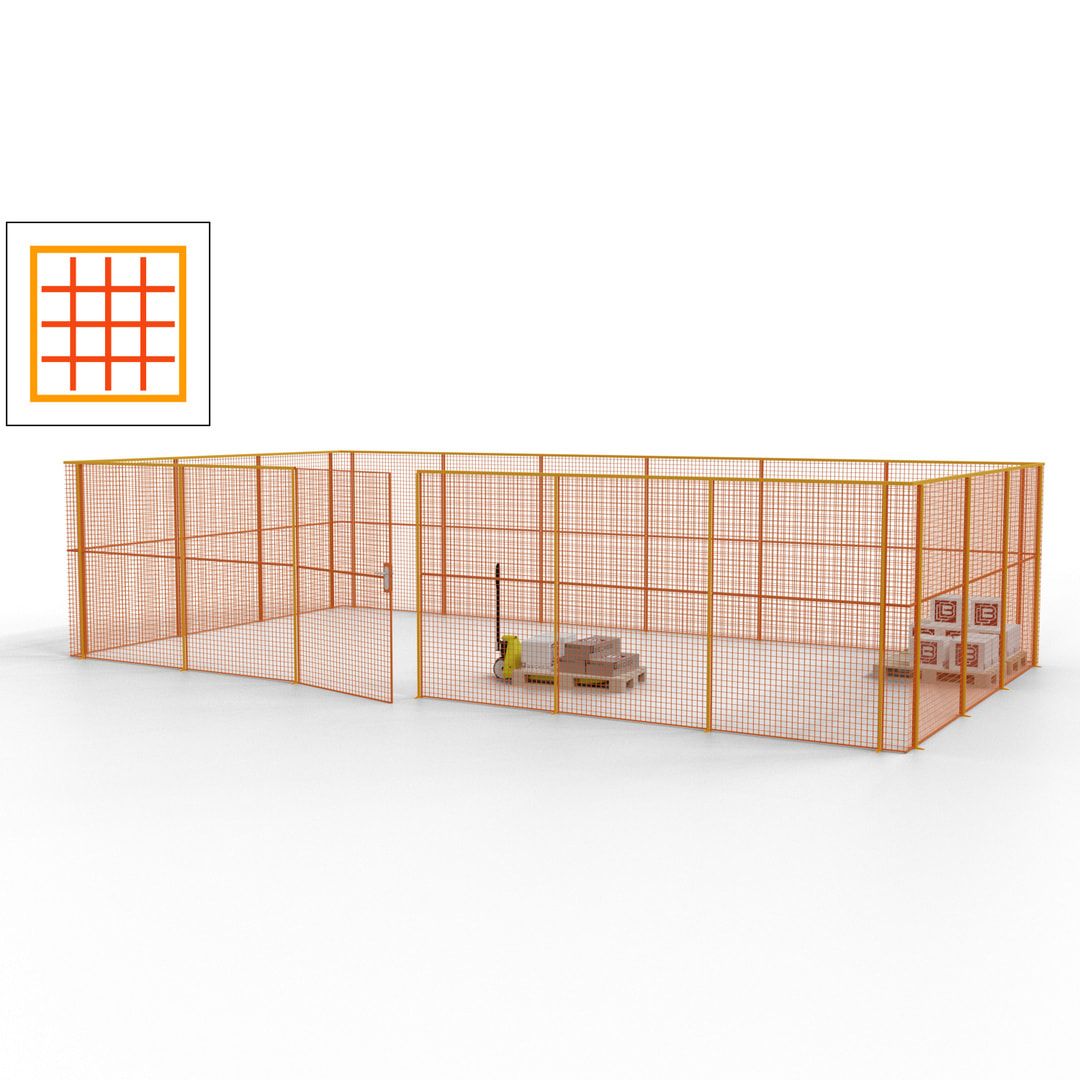 Maschinen Schutzgitter - Hallentrennwand - Sicherheitszaun - Tür - 27 m - 2.200 x 9.400 x 4.900 mm (HxBxT) - enzianblau