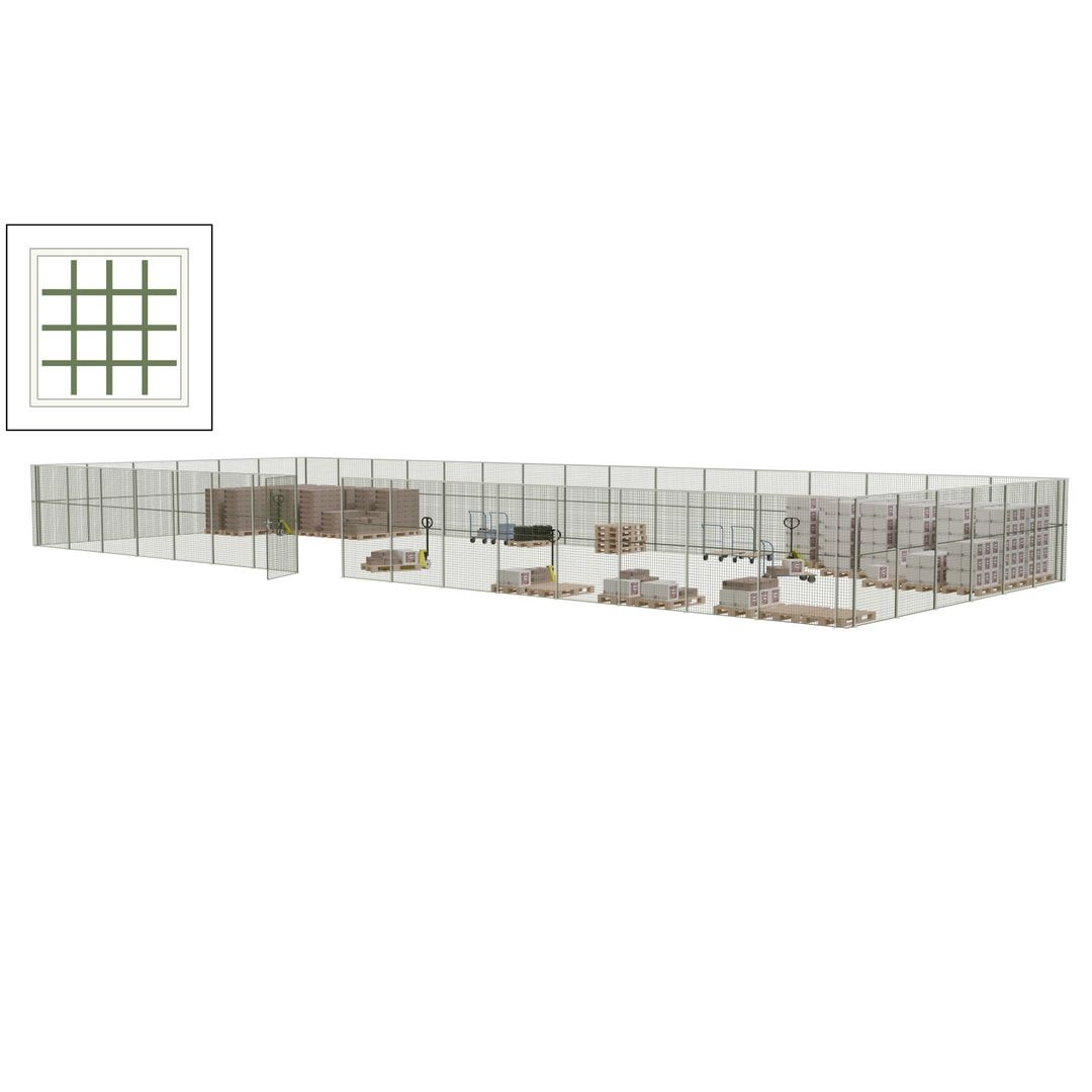 Maschinen Schutzgitter - Hallentrennwand - Sicherheitszaun - Tür - 66 m - 2.200 x 24.400 x 9.400 mm (HxBxT) - enzianblau