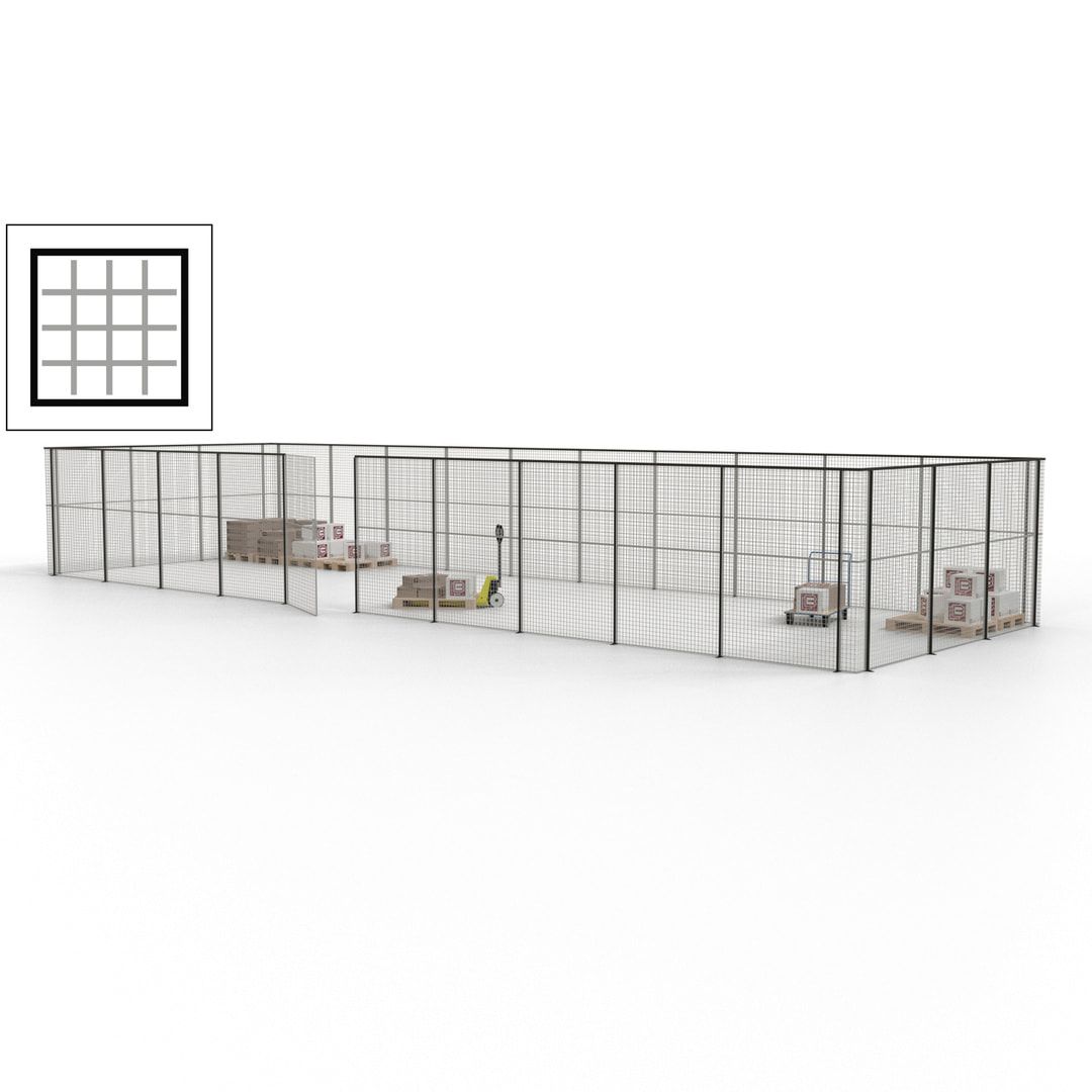 Maschinen Schutzgitter - Hallentrennwand - Sicherheitszaun - Tür - 39 m - 2.200 x 15.400 x 4.900 mm (HxBxT) - enzianblau
