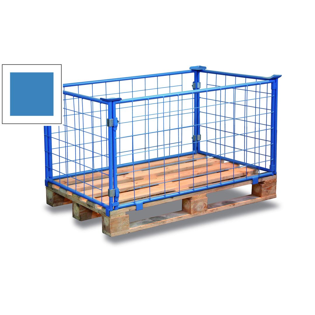 Palettenaufsatzrahmen für Europalette - 1.500 kg - Höhe 400 mm - 4-fach stapelbar - Gitter - lichtblau