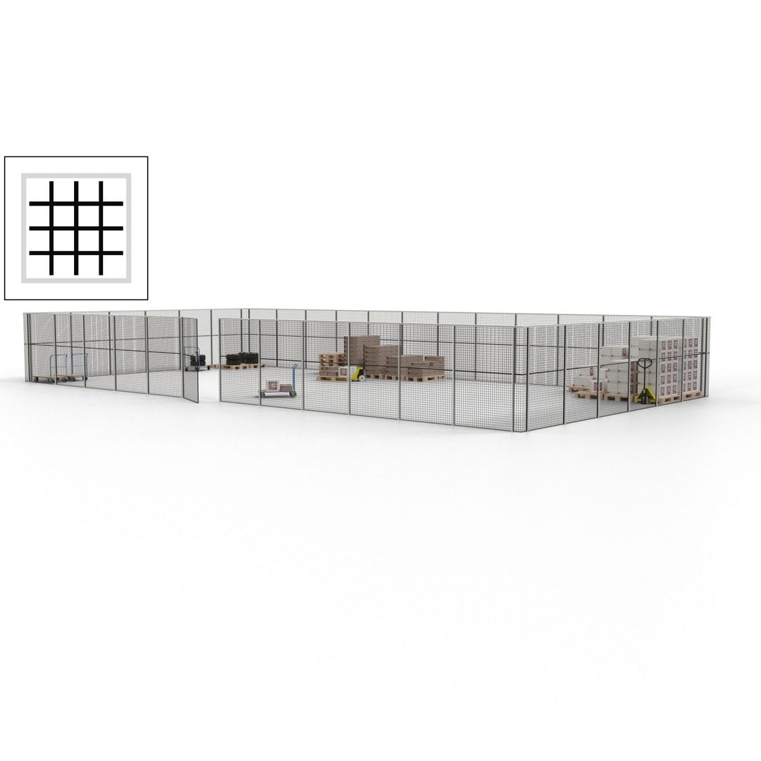 Maschinen Schutzgitter - Hallentrennwand - Sicherheitszaun - Tür - 54 m - 2.200 x 18.400 x 9.400 mm (HxBxT) - enzianblau