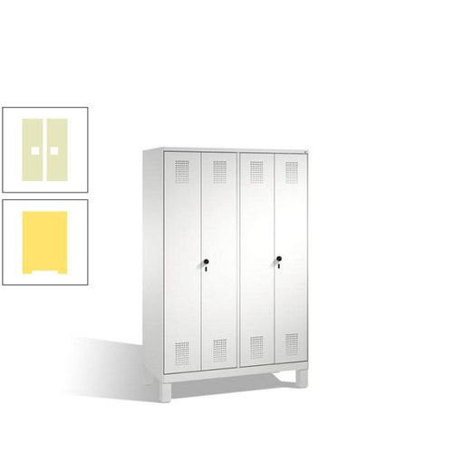 Doppel-Spind, Doppeltüren, Garderobenschrank mit Füßen, 4 Abteile a 300 mm, Korpus anthrazitgrau, Tür anthrazitgrau, 1.850 x 1.200 x 500 mm (HxBxT)