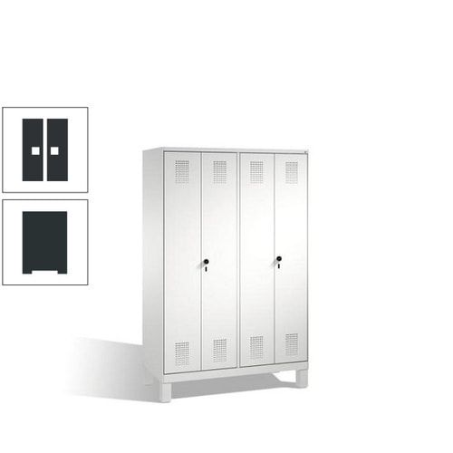 Doppel-Spind, Doppeltüren, Garderobenschrank mit Füßen, 4 Abteile a 300 mm, Korpus anthrazitgrau, Tür anthrazitgrau, 1.850 x 1.200 x 500 mm (HxBxT)