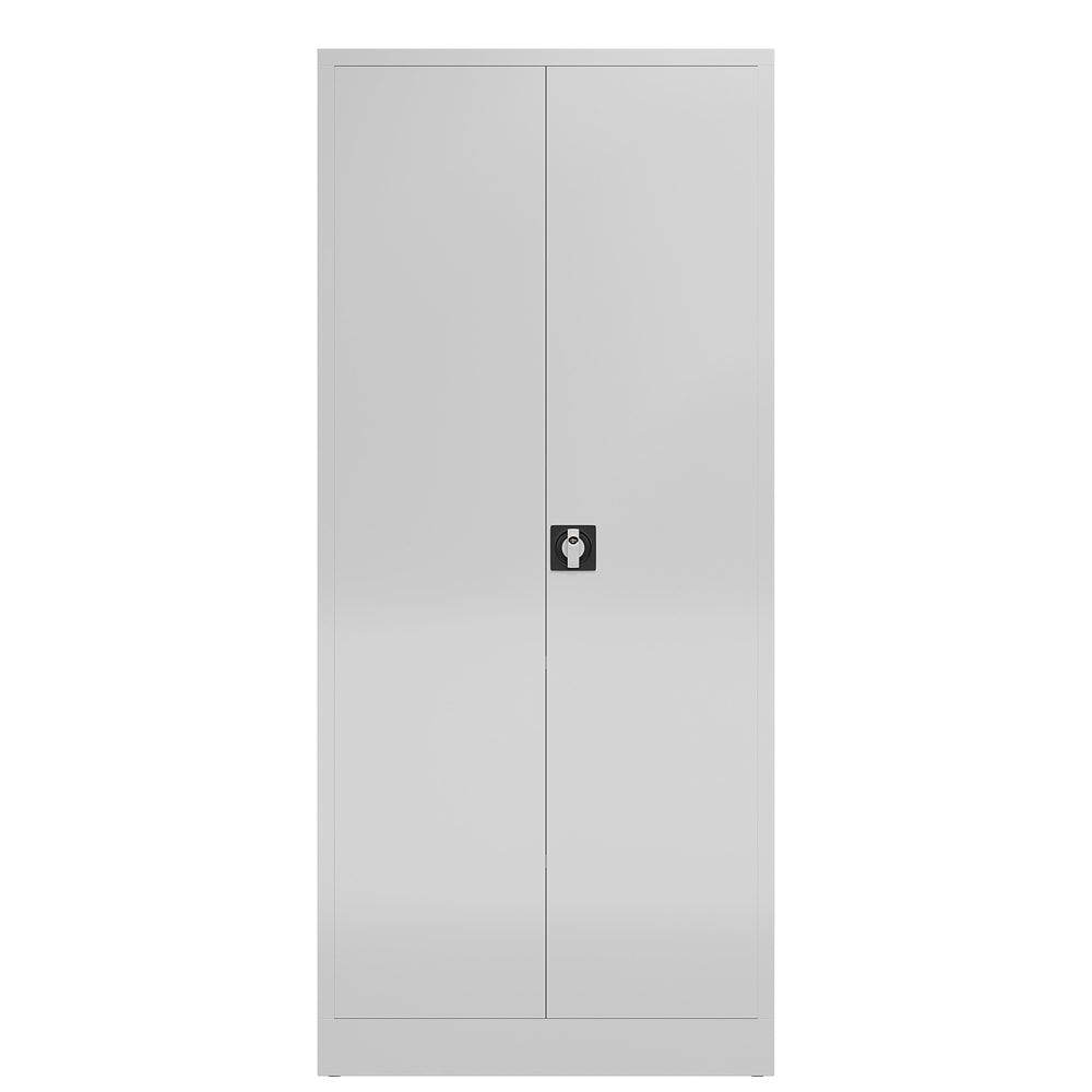 Aktenschrank, Büroschrank, abschließbar, Flügeltüren, 4 Fachböden, 1.800 x 800 x 380 mm (HxBxT), Stahl, Korpus und Türen lichtgrau