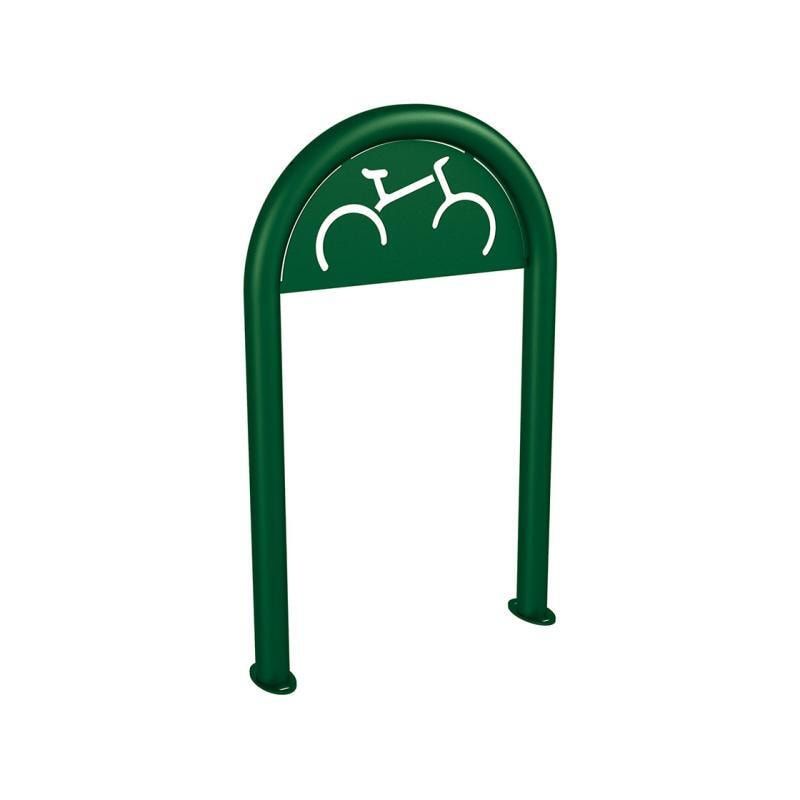 Fahrradbügel - Fahrradständer - mit Beschilderung - mit Bodenplatte - Stahl - Büroklammerform - 1.000 x 625 mm (HxB) - enzianblau