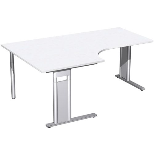 Eckschreibtisch, Eckteil 800 mm, links, Füße einseitig verkürzt, C-Fuß Pro, höhenverstellbar, 680-820 x 1.600 x 1.200 mm (HxBxT), Dekor Ahorn