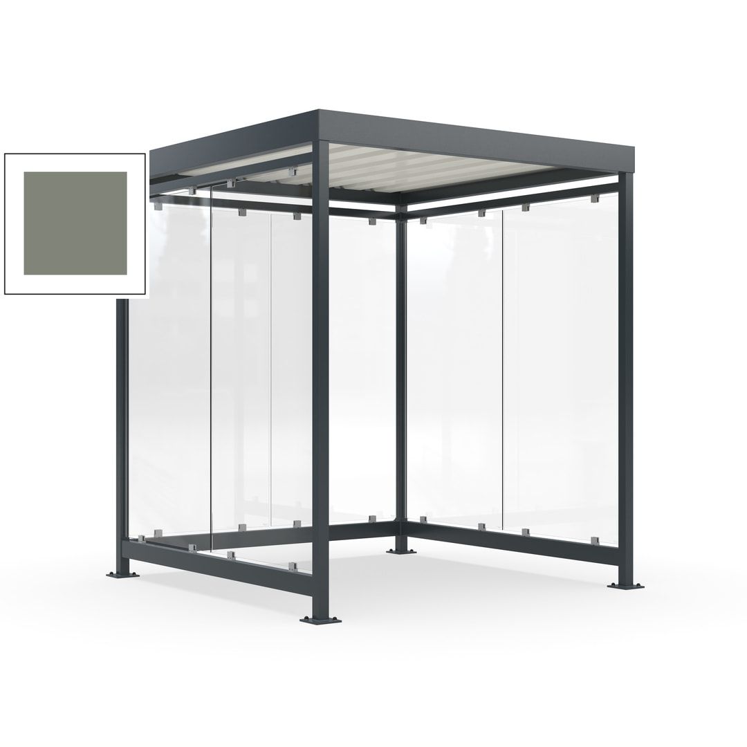Raucherunterstand, Bushaltestelle, 6-7 Personen, 6 Wände, 2.510 x 2.165 x 2.165 mm (HxBxT), Achatgrau