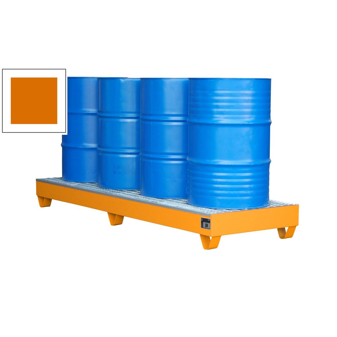 Auffangwanne - 2.400 x 800 mm (BxT) - 222 l - Füße - Gitterrost - feuerrot
