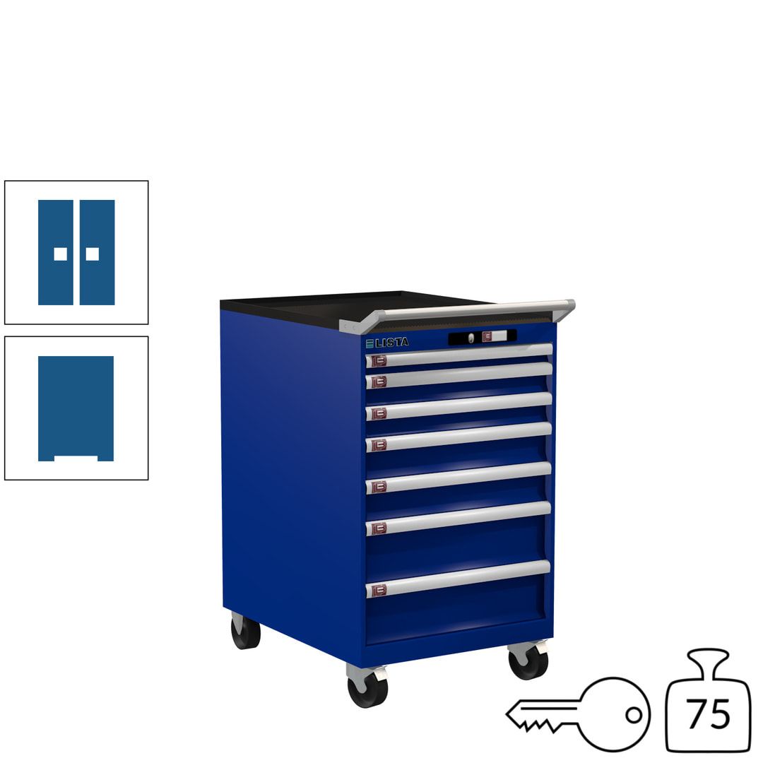 Lista Schubladenschrank - 14.372.010 - 990 x 564 x 725 mm (HxBxT) - 7 Schubladen - 75 kg - Key Lock - lichtblau (RAL 5012)