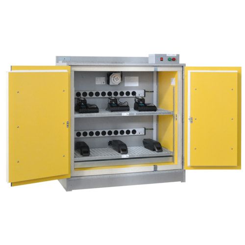 Lithium-Ionen Akku Ladeschrank Basic Charge EI 90 Kompakt mit Steckdosenleisten, Aerosol-Löschgenerator, Sicherheitsschrank, 1.222 x 1.148 x 591 mm