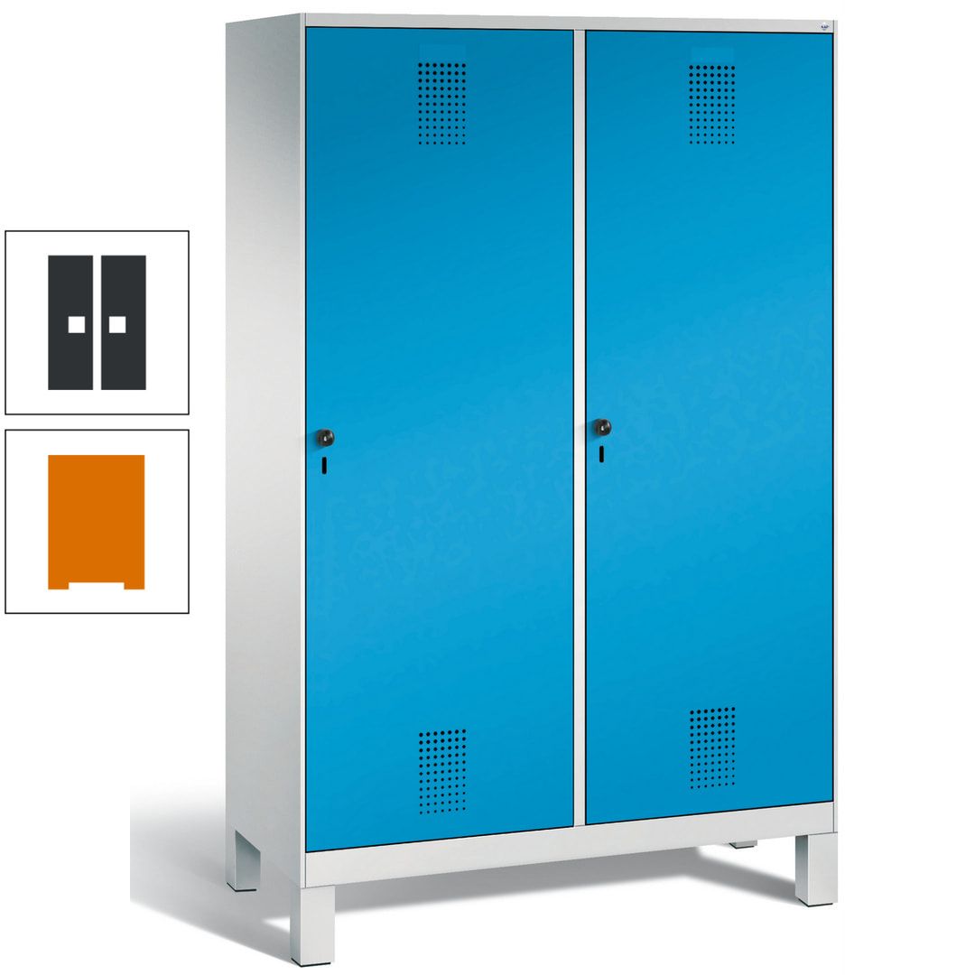Doppel-Spind, Garderobenschrank, 2 Türen für 4 Abteile a 300 mm, Korpus anthrazitgrau, Türen anthrazitgrau, 1.850 x 1.200 x 500 mm (HxBxT)