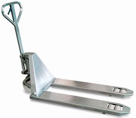 SCHEFER - Handgabelhubwagen - Edelstahl - Gabellänge 1.150 mm - Traglast 2.000 kg - Lenkräder Nylonbereifung