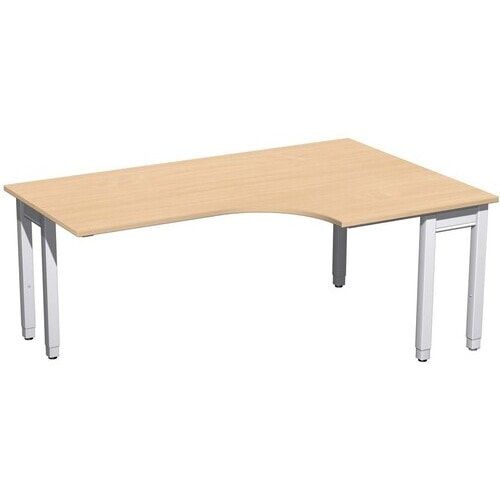 Eckschreibtisch, Eckteil 800 mm, rechts, einseitig verkürzt, 4-Fuß Quadrat Pro, höhenverstellbar, 680-800 x 1.600 x 1.200 mm (HxBxT), Dekor Ahorn
