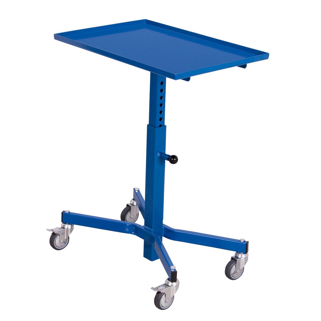 Fahrbarer Materialständer - 150 kg - höhenverstellbar 505 bis 780 mm - enzianblau