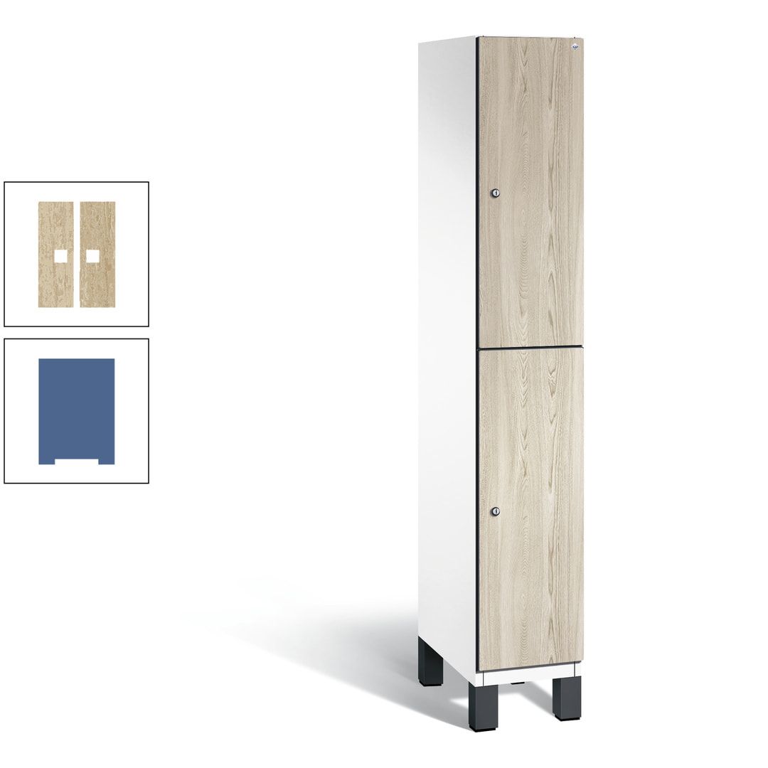 Fächerschrank, Garderobenschrank, mit Füßen, 1 Abteile, 1.980 x 300 x 525 mm (HxBxT), Korpus anthrazitgrau, Tür Donau-Ahorn
