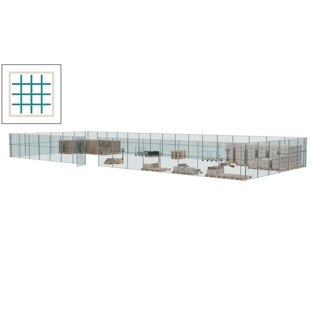 Maschinen Schutzgitter - Hallentrennwand - Sicherheitszaun - Tür - 66 m - 2.200 x 24.400 x 9.400 mm (HxBxT) - enzianblau