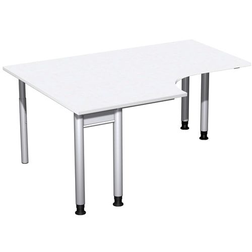 Eckschreibtisch, Eckteil 800 mm, links, Füße einseitig verkürzt, 4-Fuß Pro, höhenverstellbar, 680-800 x 1.600 x 1.200 mm (HxBxT), Dekor Ahorn