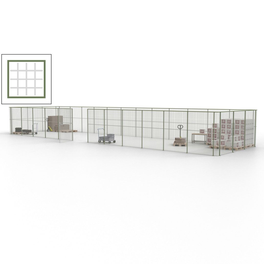 Maschinen Schutzgitter - Hallentrennwand - Sicherheitszaun - Tür - 45 m - 2.200 x 18.400 x 4.900 mm (HxBxT) - enzianblau
