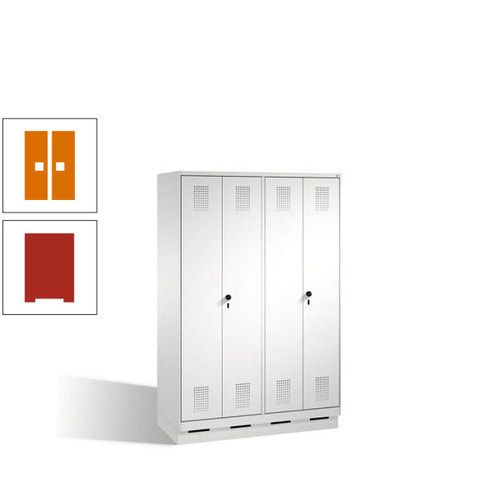Doppel-Spind, Doppeltüren, Garderobenschrank mit Sockel, 4 Abteile a 300 mm, Korpus anthrazitgrau, Tür anthrazitgrau, 1.800 x 1.200 x 500 mm (HxBxT)