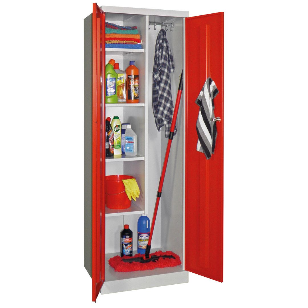 Putzschrank mit Sockel - 1 Abteil mit Trennwand - 1.800x600x500 mm (HxBxT) - Zylinderschloss - anthrazitgrau