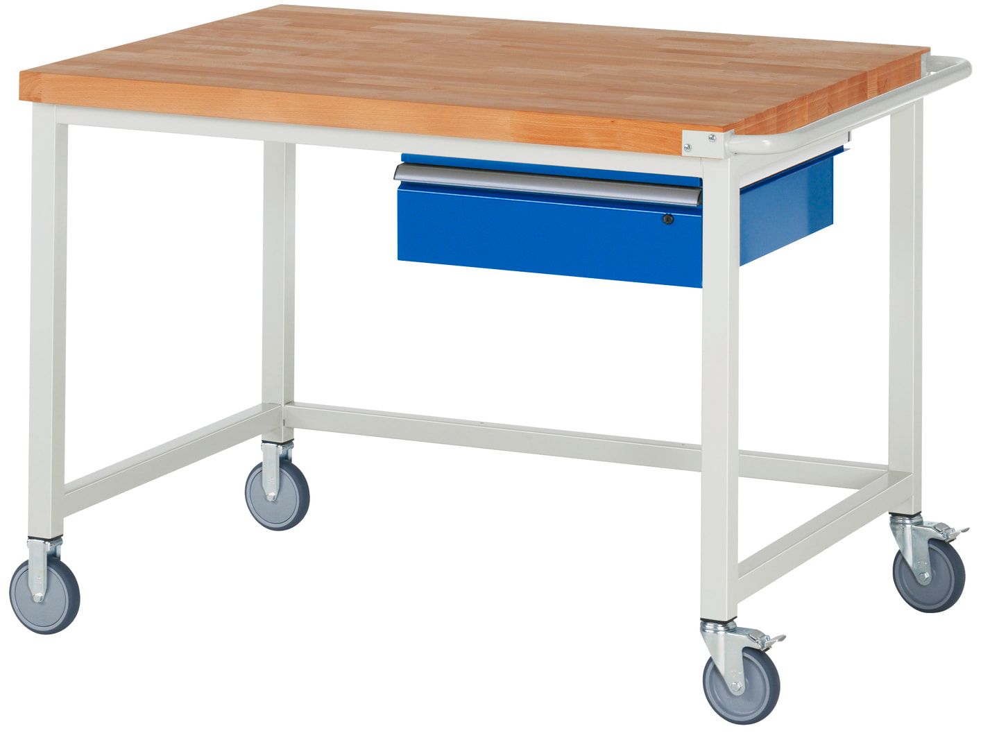 Mobile Werkbank mit 1 Schublade - 150:1 - höhenverstellbar 880-1.080 mm - 1.250 x 900 mm (BxT) - 450 kg - Buche - Anthrazitgrau