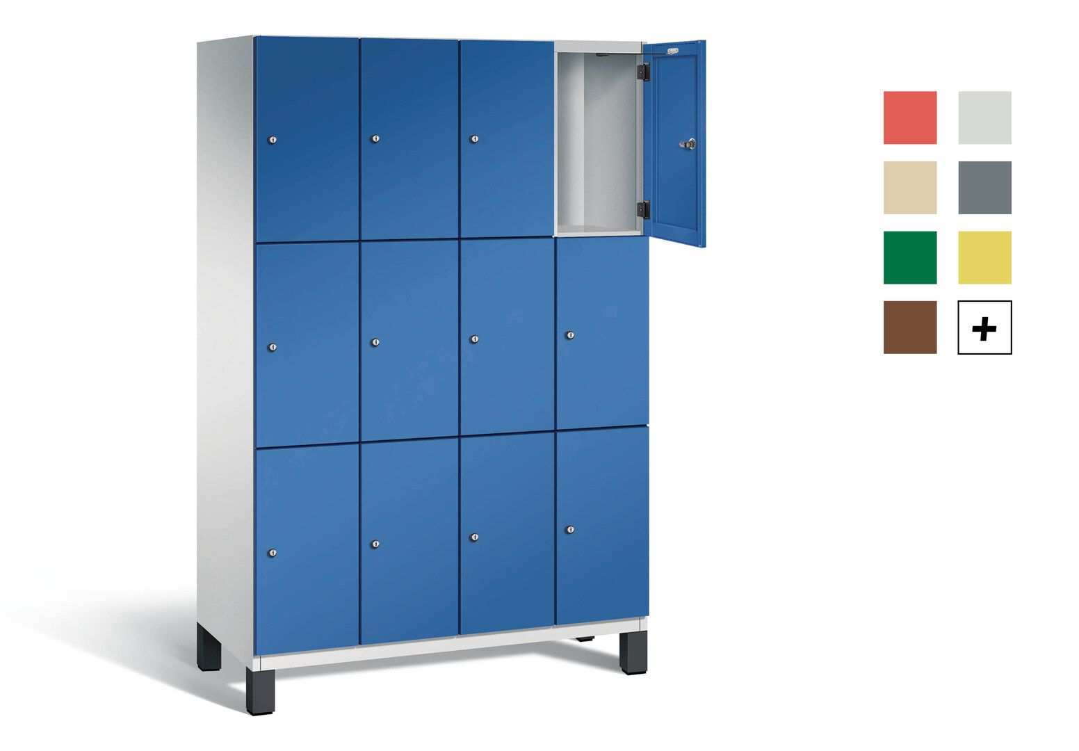 Fächerschrank, Stahlschrank, 12 Fächer, Türöffnungsbegrenzer, mit Füßen, Korpus lichtgrau, Tür anthrazitgrau, 1.980 x 1.200 x 525 mm (HxBxT)