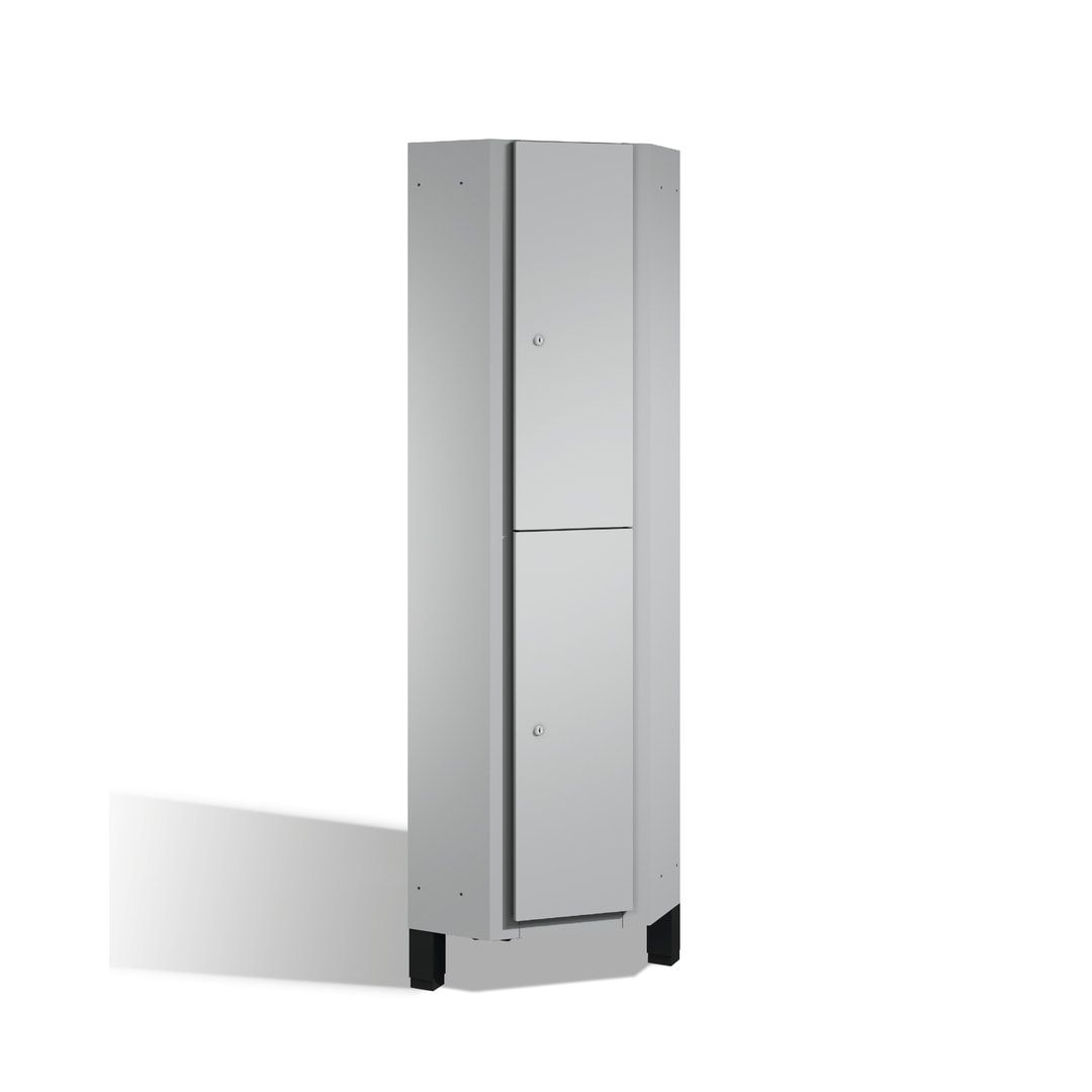 Eckschrank, Spind, auf Füßen, 2 Personen, 1.980 x 500 mm (HxT), Korpus anthrazitgrau, Tür anthrazitgrau