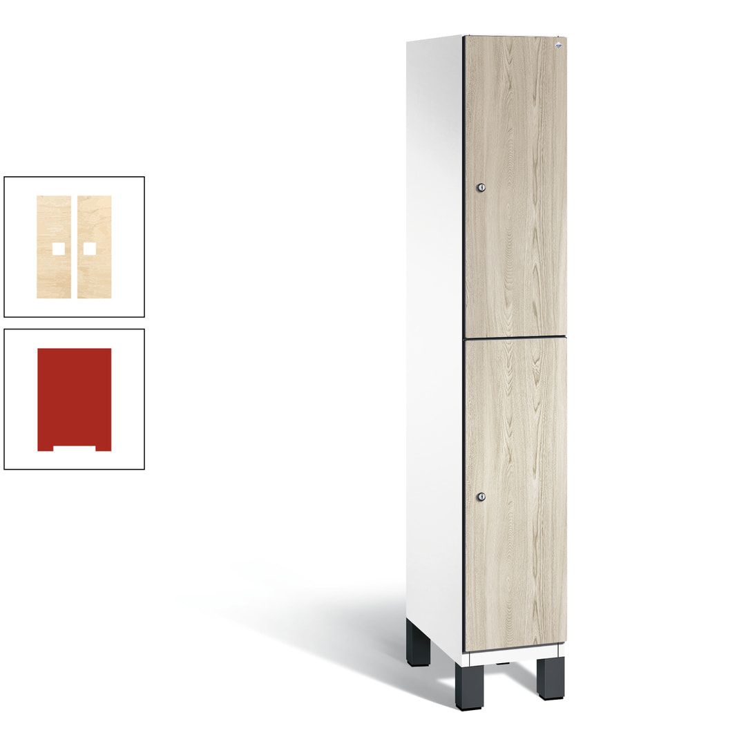 Fächerschrank, Garderobenschrank, mit Füßen, 1 Abteile, 1.980 x 300 x 525 mm (HxBxT), Korpus anthrazitgrau, Tür Donau-Ahorn