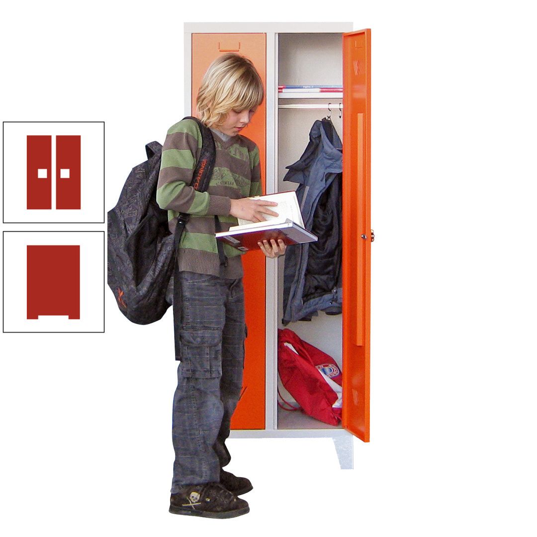Spindschrank f. Schulen - mit Füßen - Höhe 1.600 mm - 3 Abteile a 300 mm - Drehriegel - anthrazitgrau