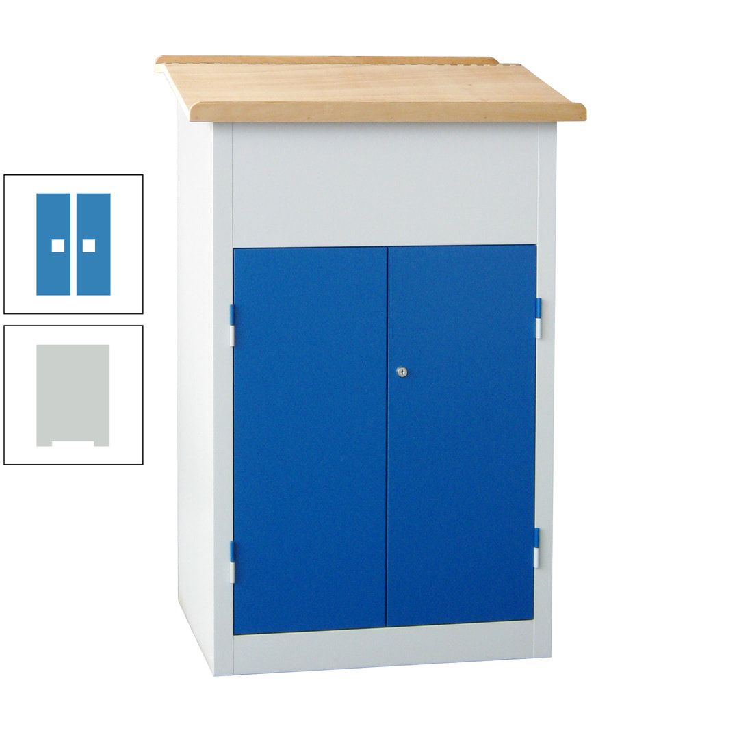 Stehpult mit Schrank - Vollblechtür - Zylinderschloss - 2 Böden - 1.200 x 700 x 600 mm (HxBxT) - anthrazitgrau