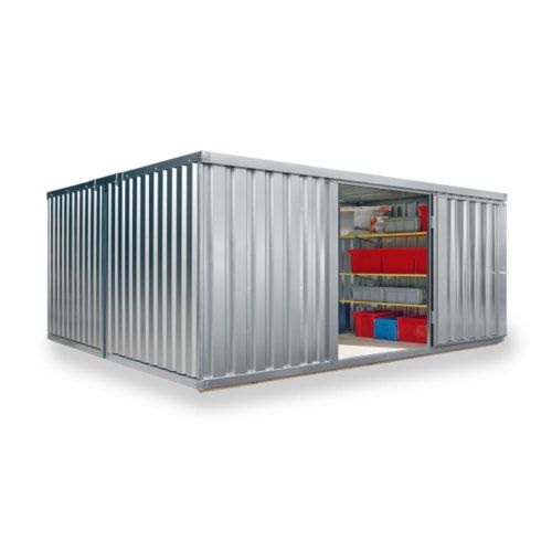 Container vormontiert, Lagercontainer, Schnellbaucontainer, Materialcontainer, Baucontainer, 2.150 x 4.050 x 4.340 mm (HxBxT), Holzfußboden