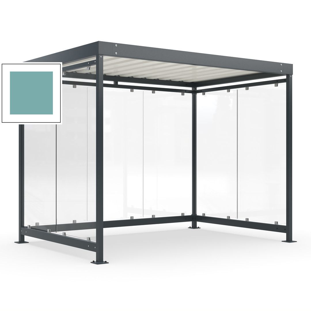 Raucherunterstand, Bausatz, Fahrgastunterstand, Bushaltestelle, 2.510 x 3.180 x 2.165 mm (HxBxT), 7 Wände, Achatgrau