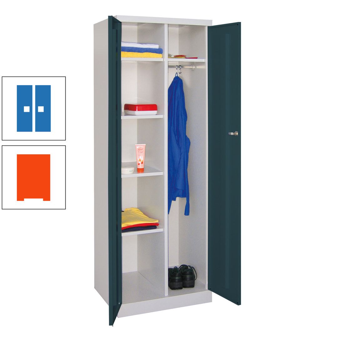 Kleiderschrank mit Sockel - Spind - 1 Abteil mit Trennwand - 1.800x600x500 mm (HxBxT) - Zylinderschloss - anthrazitgrau