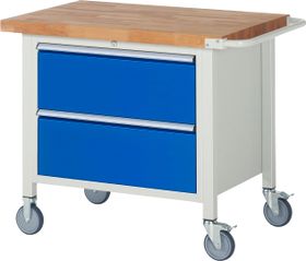 Mobile Werkbank mit 2 XL Schubladen - Teilauszug - 270:2 - 880 x 1.000 x 700 mm (HxBxT) - Traglast 450 kg - Buche - Farbe wählbar