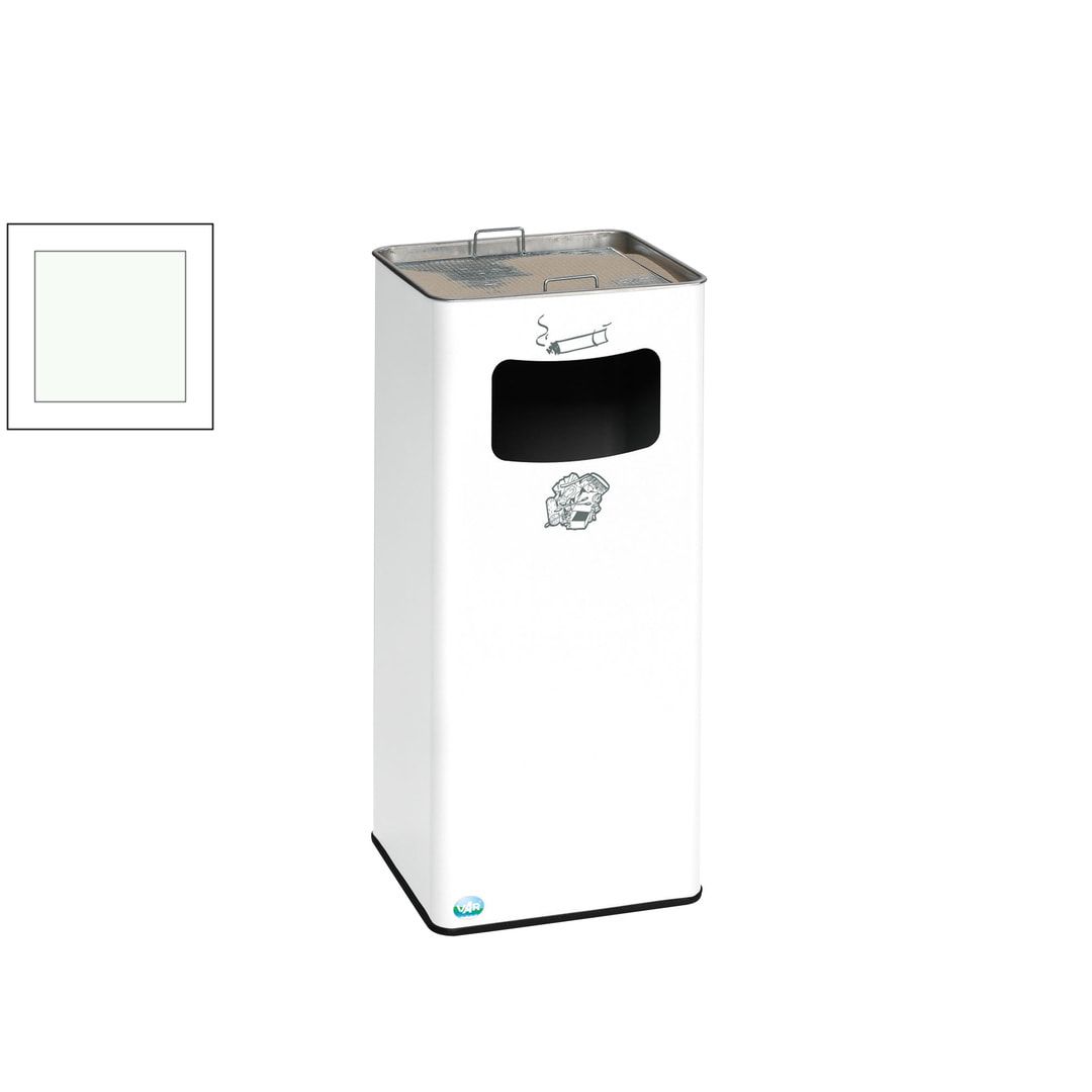 Abfallsammler mit Ascher - viereckig - Volumen 53 l - 705 x 330 x 330 mm (HxBxT) - Antik silber