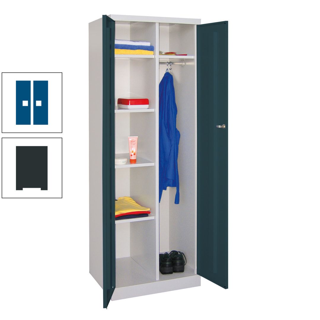 Kleiderschrank mit Sockel - Spind - 1 Abteil mit Trennwand - 1.800x600x500 mm (HxBxT) - Zylinderschloss - anthrazitgrau
