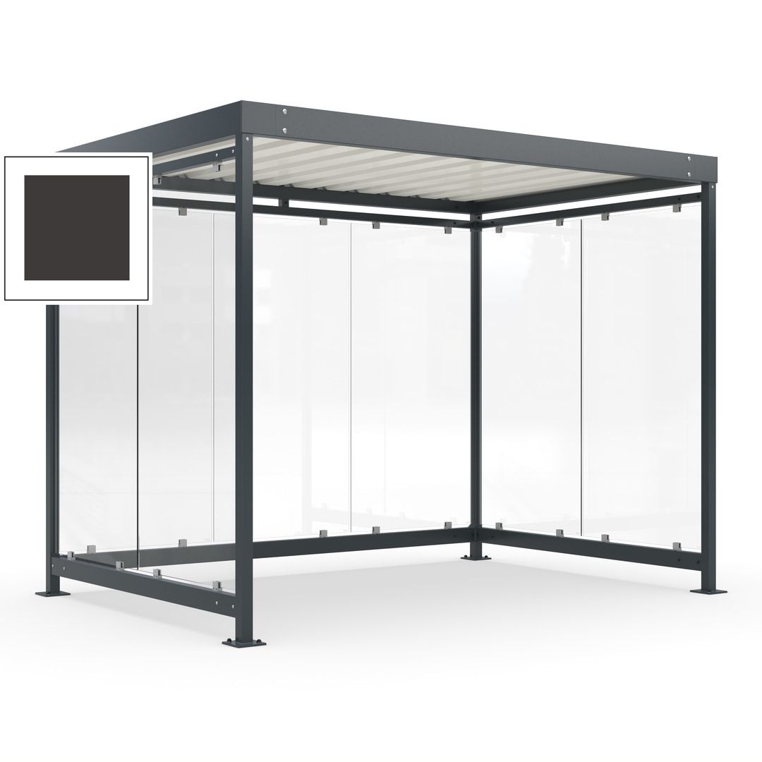 Raucherunterstand, Bausatz, Fahrgastunterstand, Bushaltestelle, 2.510 x 3.180 x 2.165 mm (HxBxT), 7 Wände, Achatgrau