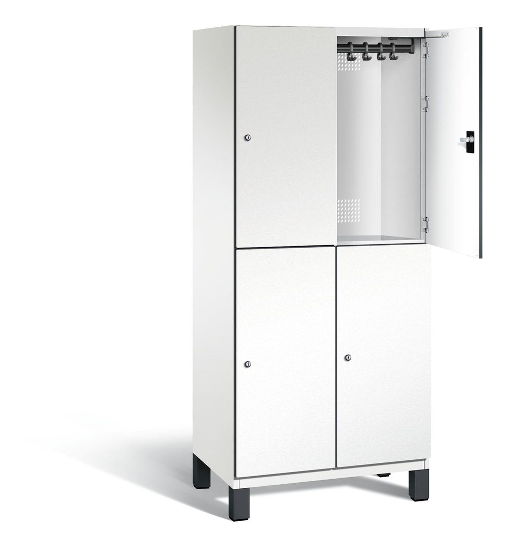 Fächerschrank, Stahlschrank, doppelstöckig, 4 Fächer, Füße, Korpus anthrazitgrau, Tür anthrazitgrau, 1.980 x 800 x 525 mm (HxBxT)